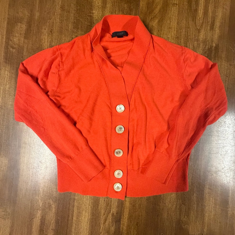 J. Crew Orange Button-Front Shawl Collar Cardigan